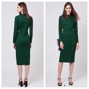 Topshop Long Sleeve Cutout Midi dress